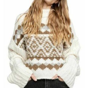Free People Alpine Crop Pullover Mock Neck Sweater